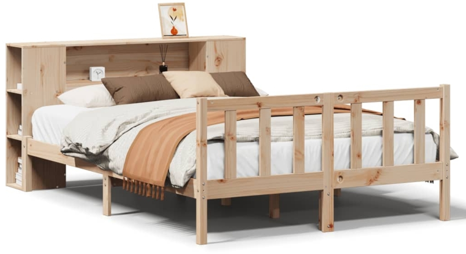 vidaXL Massivholzbett mit Regal ohne Matratze 140x200 cm Kiefernholz 3321657 Bild 1