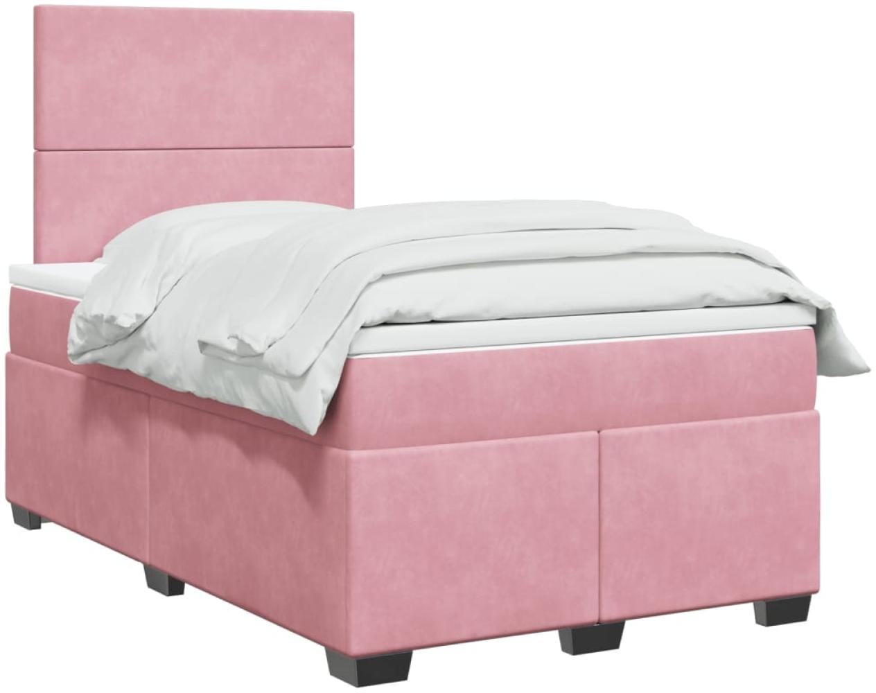 vidaXL Boxspringbett mit Matratze Rosa 120x200 cm Samt 3290881 Bild 1