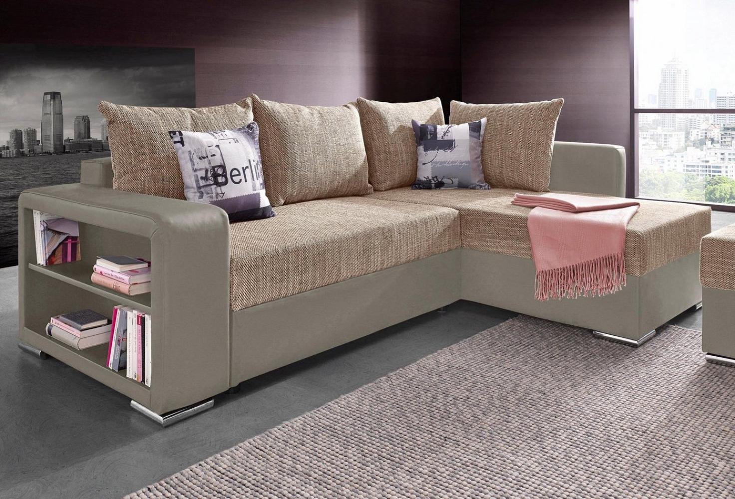 COLLECTION AB Ecksofa John L-Form, mit Bettfunktion, Bettkasten und integriertem Regal Bild 1