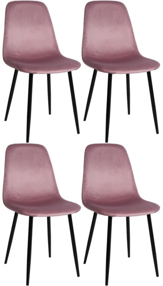 4er Set Esszimmerstühle Napier Samt (Farbe: pink) Bild 1