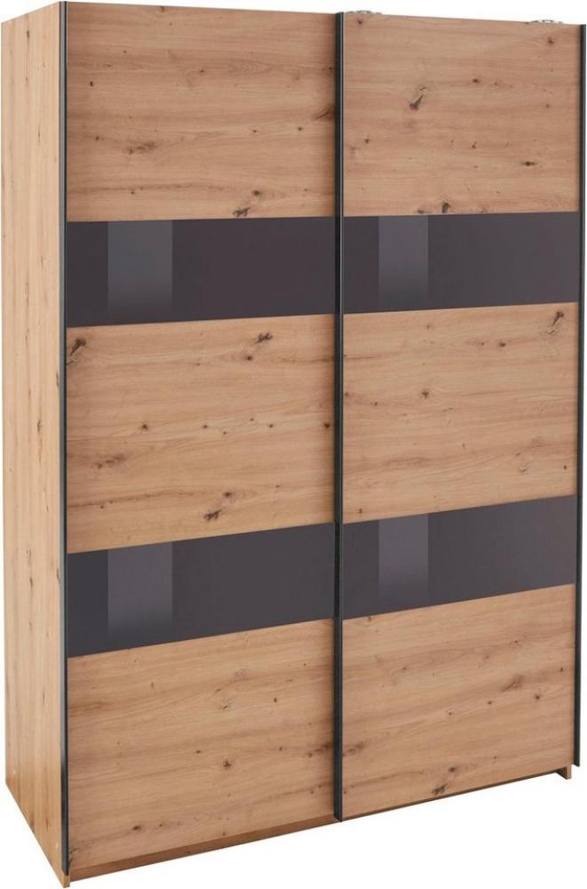 Schwebetürenschrank ALTONA 2-trg. Eiche Glas grey 135 cm Bild 1