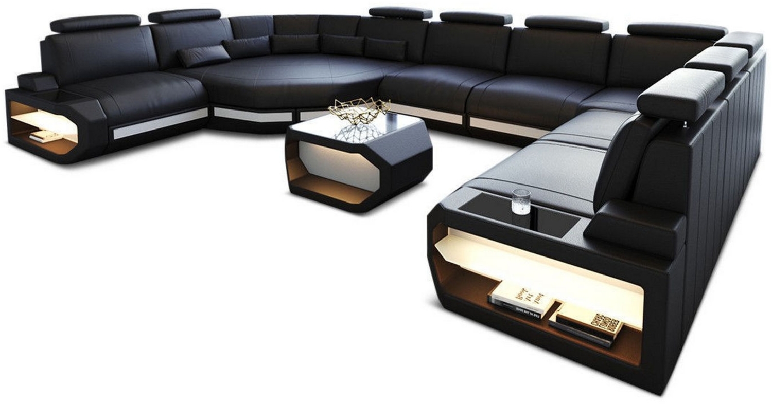 Sofa Dreams 'Asti U' Wohnlandschaft, 93 x 280 x 427 cm, Schwarz / Weiß, Echtleder, Rechts Bild 1