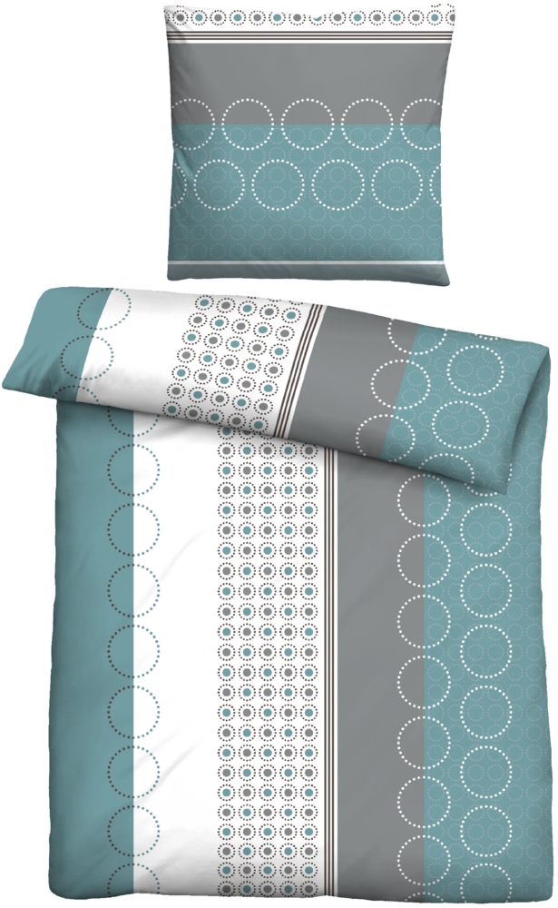 Traumhaft schlafen - Castell - Markenbettwäsche Polar-Fleece Bettwäsche 0330455 STREIFEN-MUSTER-MIX, aqua, 1x 135x200 cm + 1x 80x80 cm Bild 1