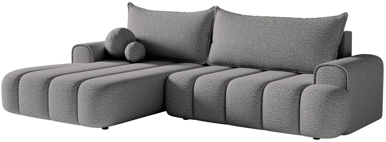 Selsey 'Dandelino' Ecksofa mit Schlaffunktion, Stauraum und Bouclé-Bezug, grau, links, 80 x 275 x 168 cm Bild 1