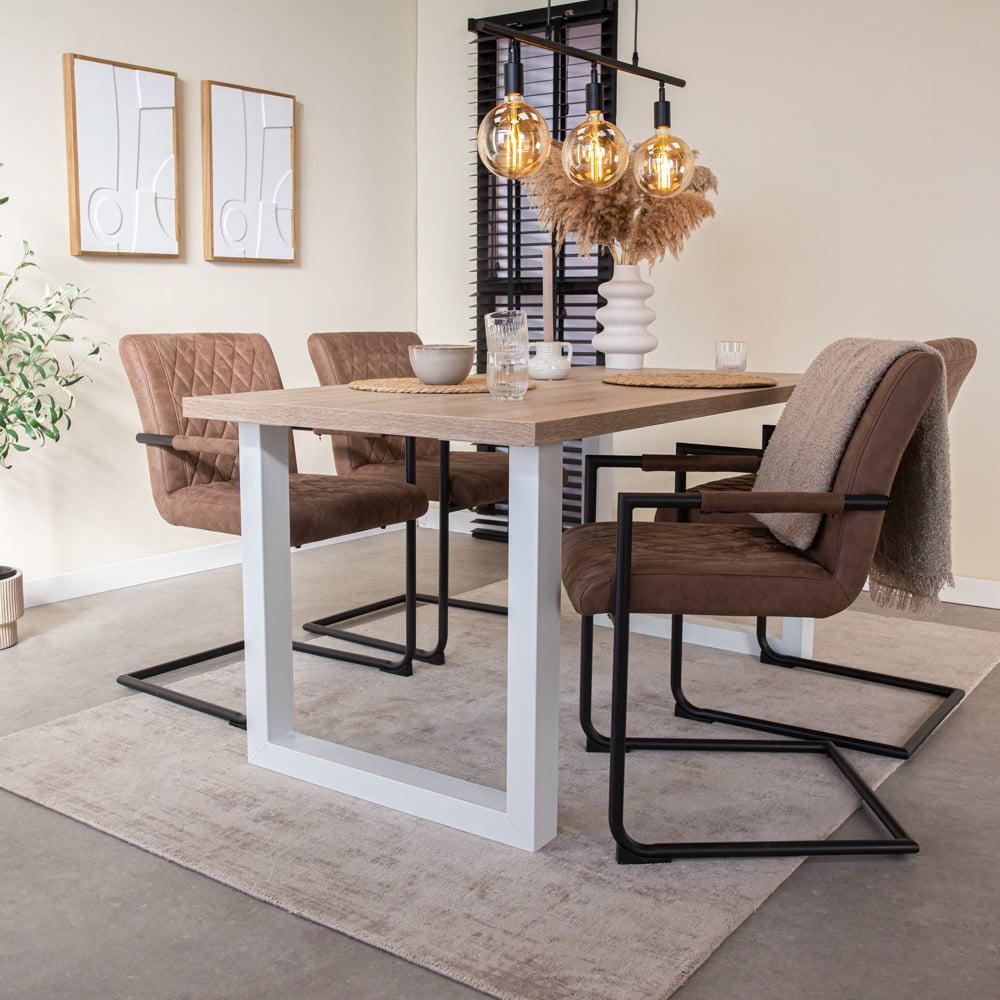 Lenzo Esstisch 180x80 Robson Eiche U-Rahmen weiß Bild 1