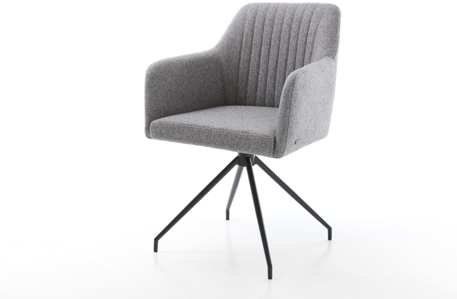 Esszimmerstuhl Greg-Flex Strukturstoff Hellgrau Kreuzgestell konisch Schwarz Taschenfederkern Bild 1