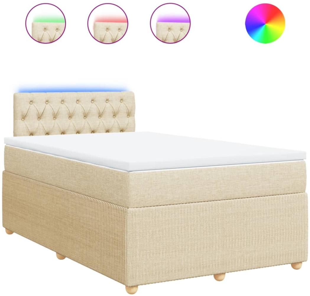 vidaXL Boxspringbett mit Matratze Creme 120x190 cm Stoff 3289707 Bild 1