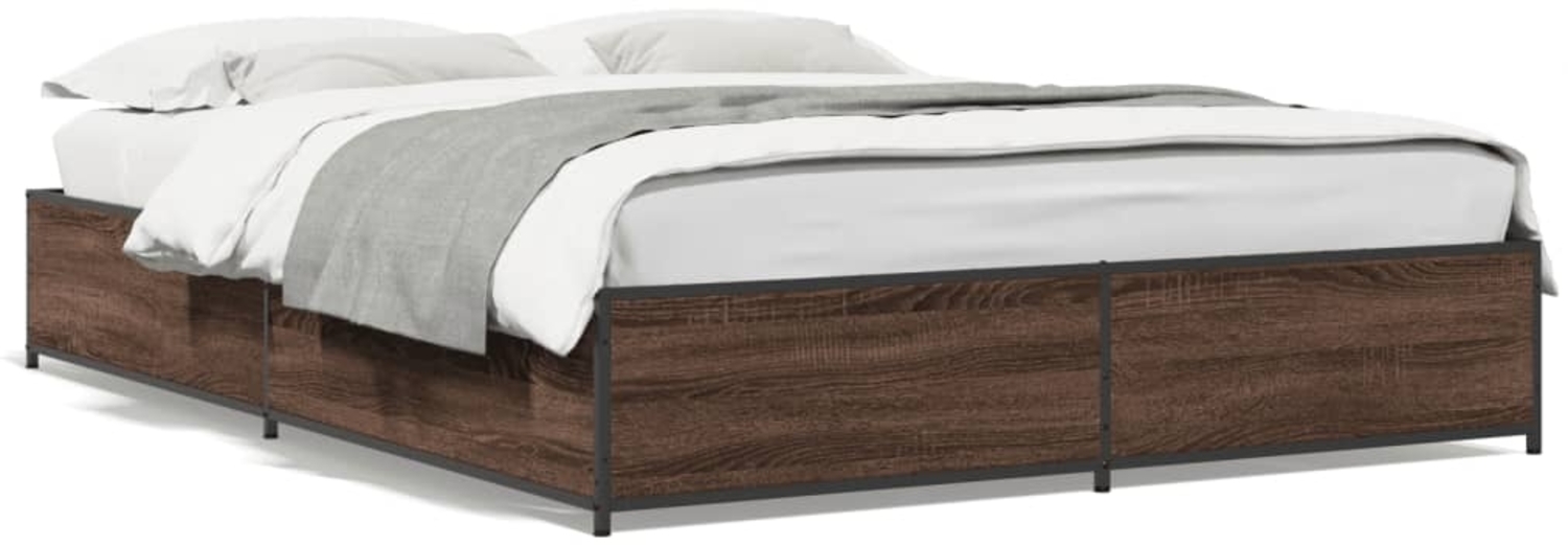 vidaXL Bettgestell Braun Eichen-Optik 120x200 cm Holzwerkstoff Metall 3279851 Bild 1