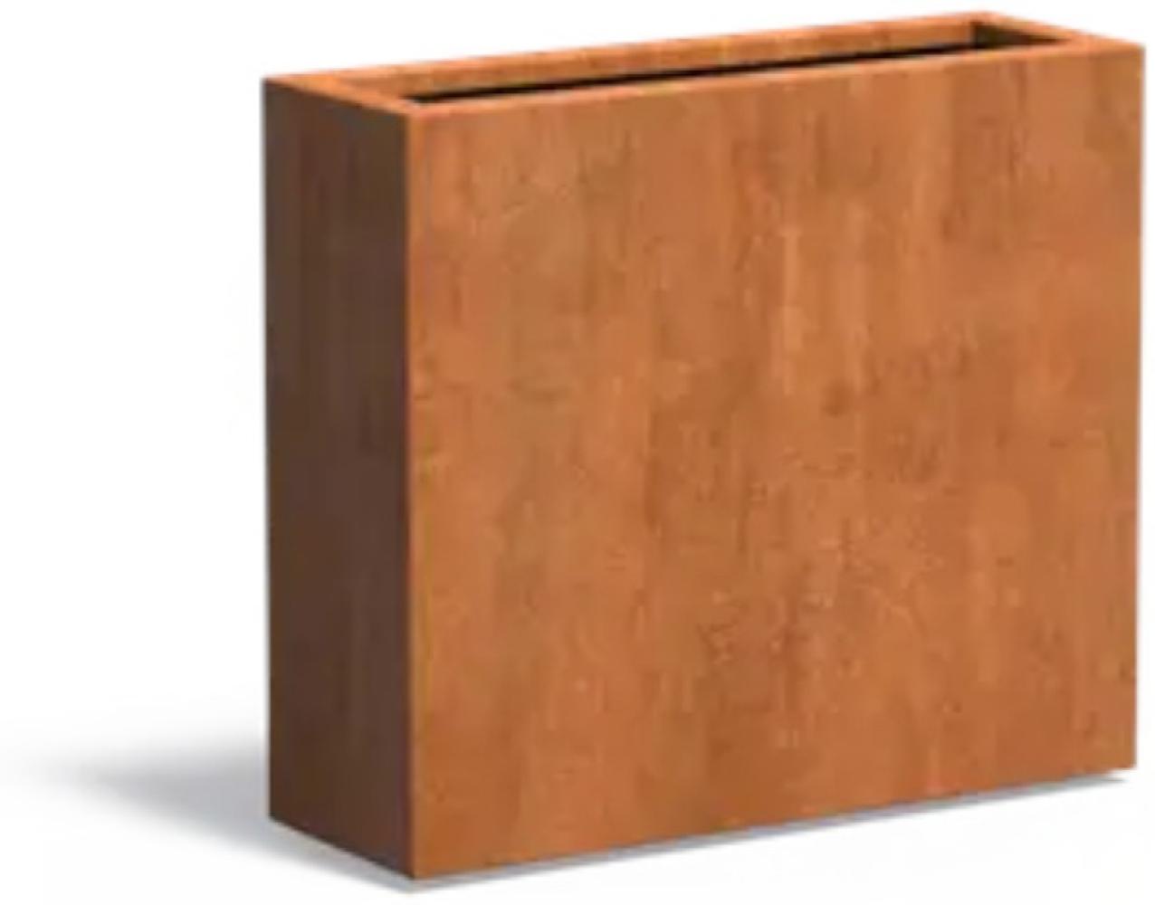 Adezz Pflanzgefäß Carrez Standard Rechteck aus Corten-Stahl Pflanzkübel Größe 90x30x80 cm Bild 1