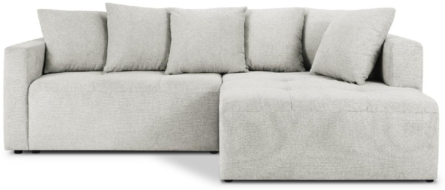 Micadoni Ecksofa mit Bettfunktion und Box Elie 4-Sitzer Rechts Strukturierter Stoff Silber Bild 1