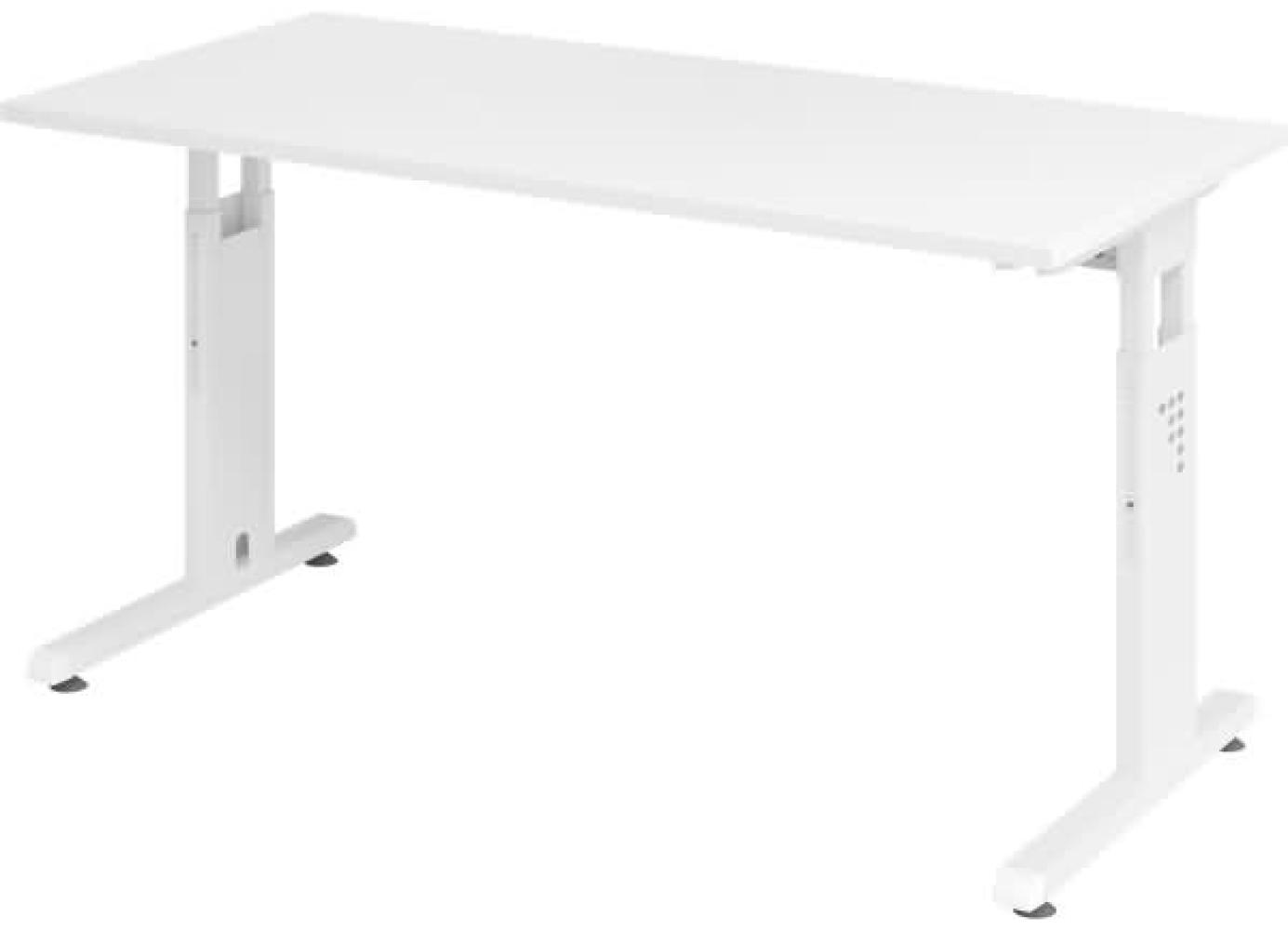 Schreibtisch C-Fuß 140x67cm Weiß/Weiß Bild 1