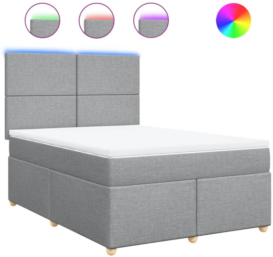 vidaXL Boxspringbett mit Matratze Hellgrau 160x200 cm Stoff 3293624 Bild 1