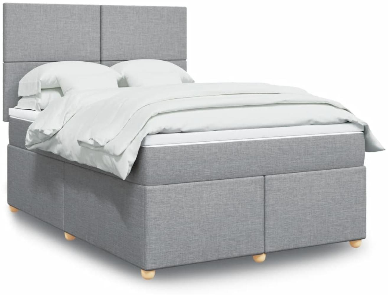 vidaXL Boxspringbett mit Matratze Hellgrau 160x200 cm Stoff 3293624 Bild 1