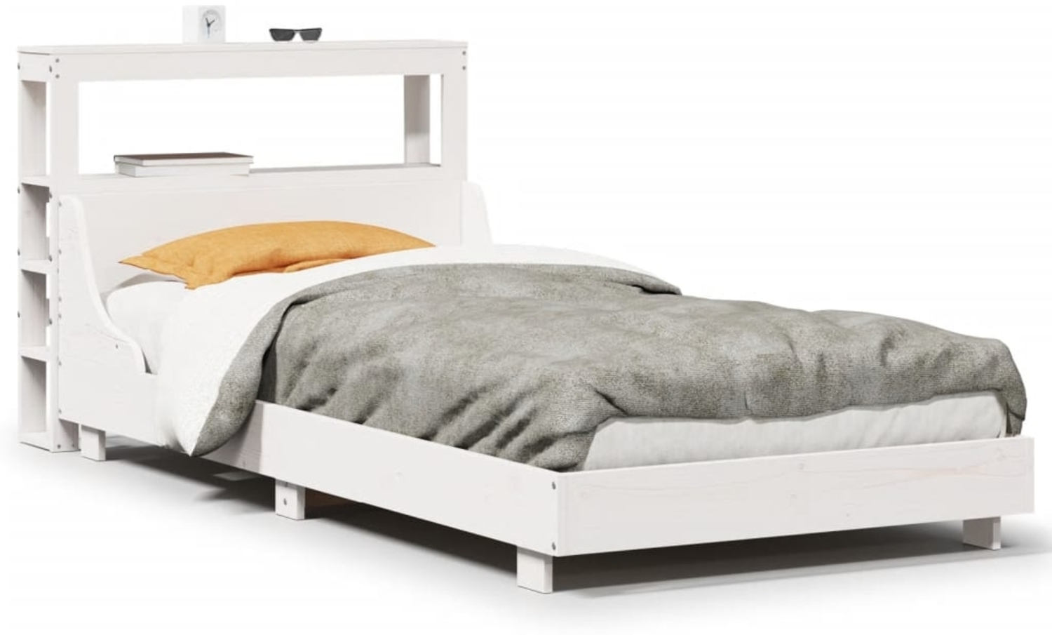 vidaXL Massivholzbett ohne Matratze Weiß 90x200 cm Kiefernholz 3306430 Bild 1