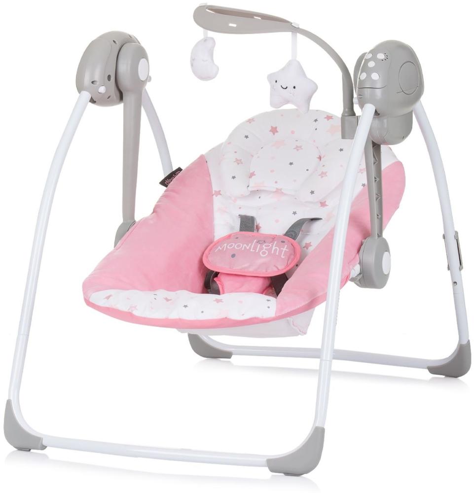 Chipolino Babywippe elektrisch Moonlight Musikfunktion, Fernbedienung, klappbar rosa Bild 1