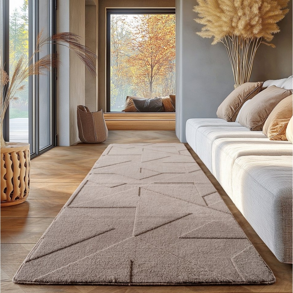 SIMPEX24 Designteppich Unicolor - Einfarbig, Rechteckig, Höhe: 12 mm, Kurzflor Teppich Geometrisch Design Anti-Rutsch Rückseite Waschbar Bild 1