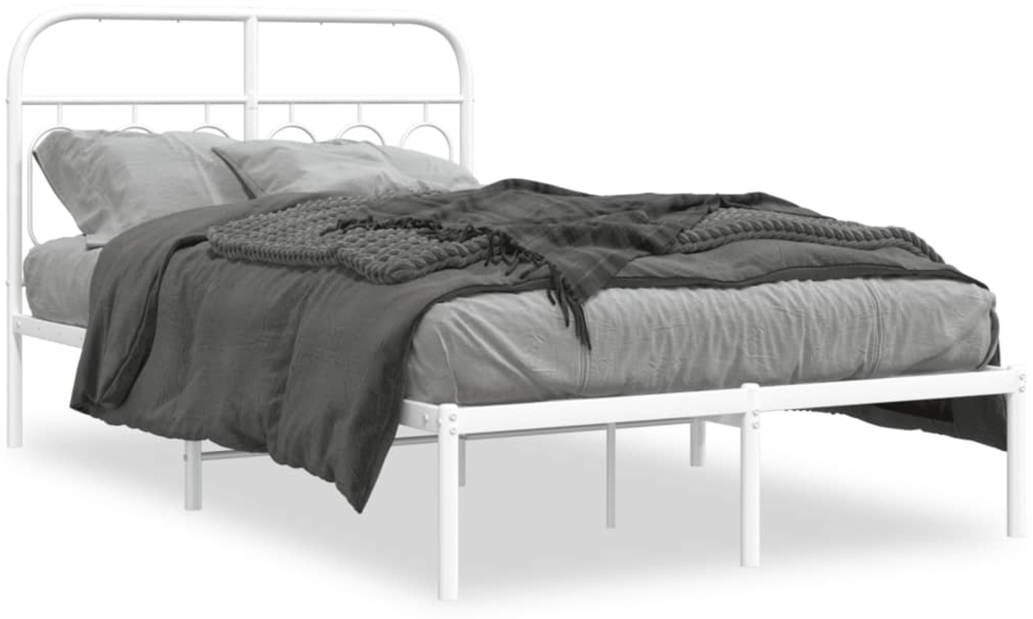 vidaXL Bettgestell mit Kopfteil Metall Weiß 120x200 cm 377164 Bild 1