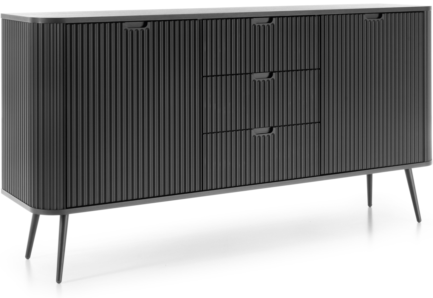 Selsey 'Zova' Sideboard 2-türig mit 3 Schubladen, schwarz, ca. 87 x 168 x 39 cm Bild 1