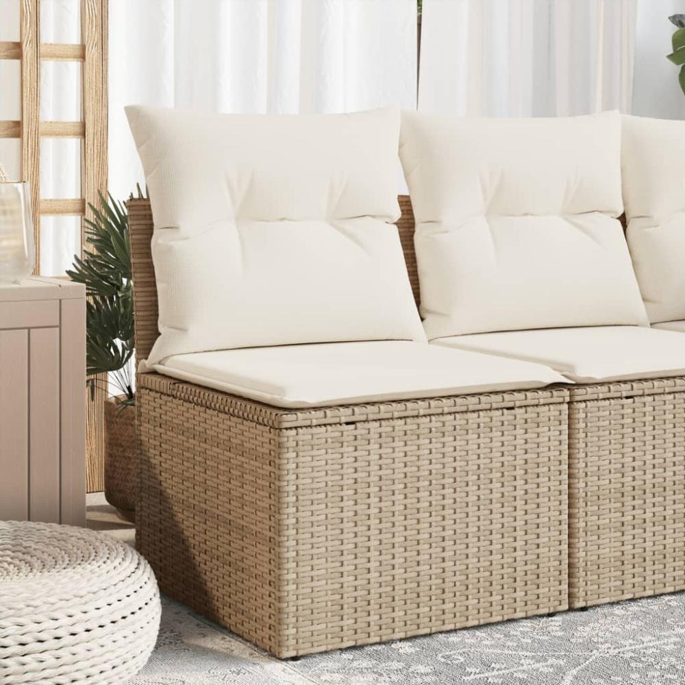 vidaXL Gartensessel ohne Armlehnen mit Kissen Beige Poly Rattan 366073 Bild 1