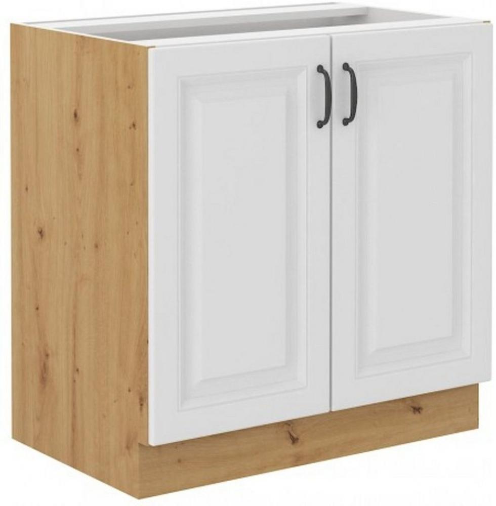 Spülenschrank 80 cm Stilo Weiss + Eiche Artisan Küchenzeile Küchenblock Küche Bild 1