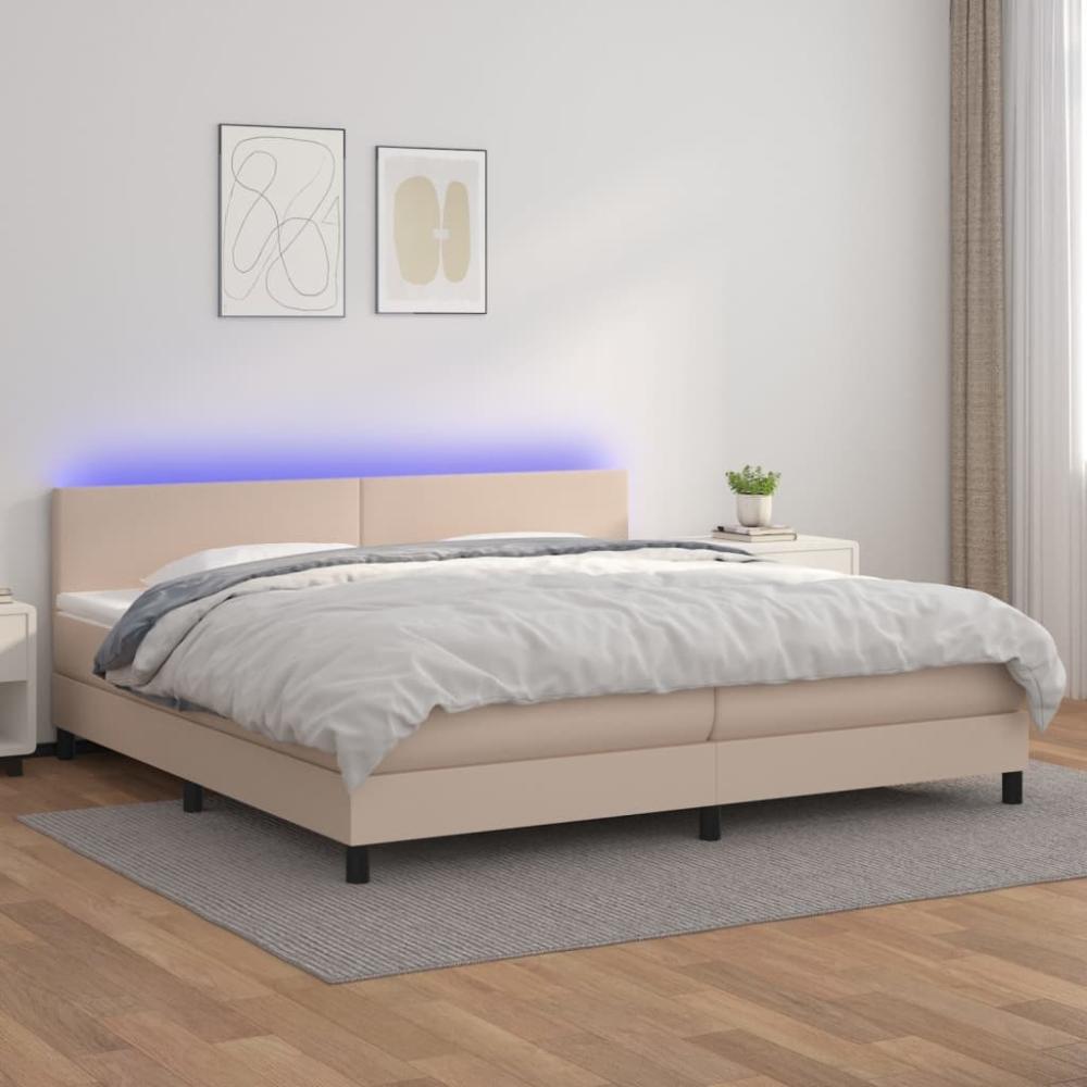 vidaXL Polsterbett mit Matratze & LED Cappuccino-Braun 200x200 cm, Härtegrad: H2 [3134128] Bild 1