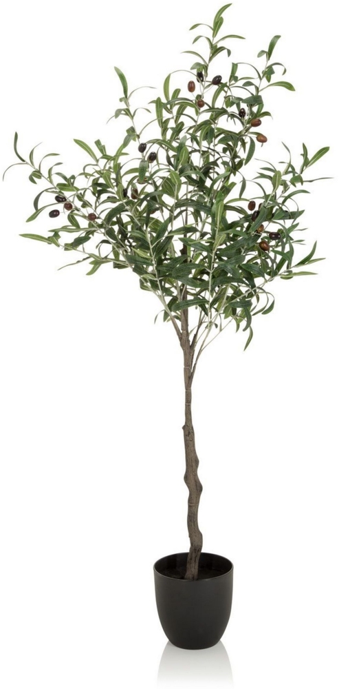 bümö plants Olive Kunstbaum - Täuschend echter Olivenbaum, geruchlose Premium Kunstpflanze für lebendiges Ambiente - authentische, künstliche Pflanzen als Deko für's Wohnzimmer, Büro & mehr, BUP-olive Bild 1