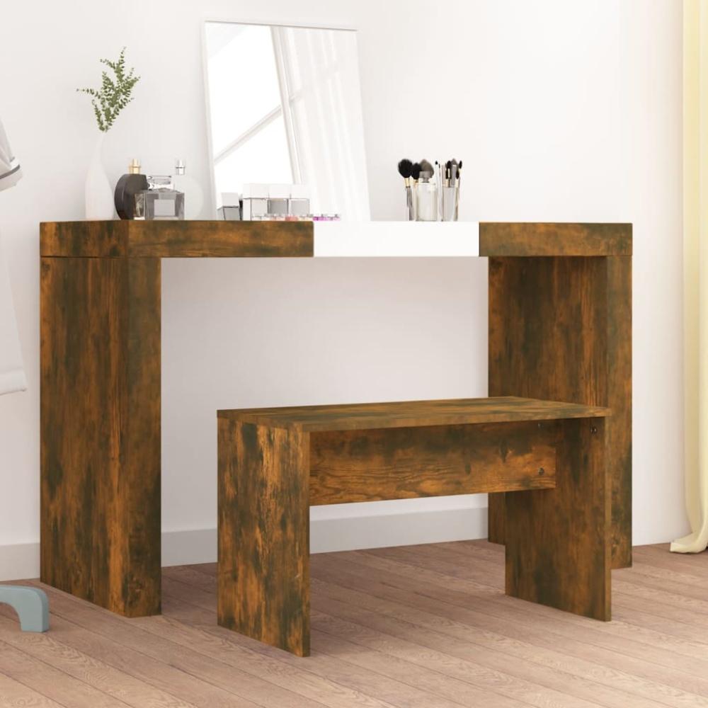 vidaXL Schminkhocker Räuchereiche 70x35x45 cm Holzwerkstoff 820523 Bild 1