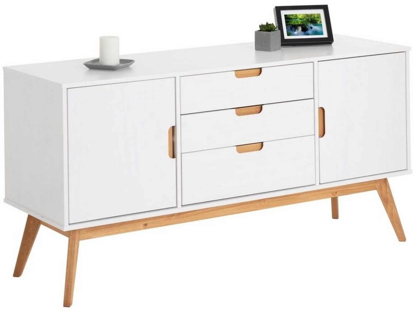 IDIMEX Sideboard TIVOLI, Sideboard Kommode Anrichte Kiefer massiv 2 Türen weiß skandinavisches Bild 1