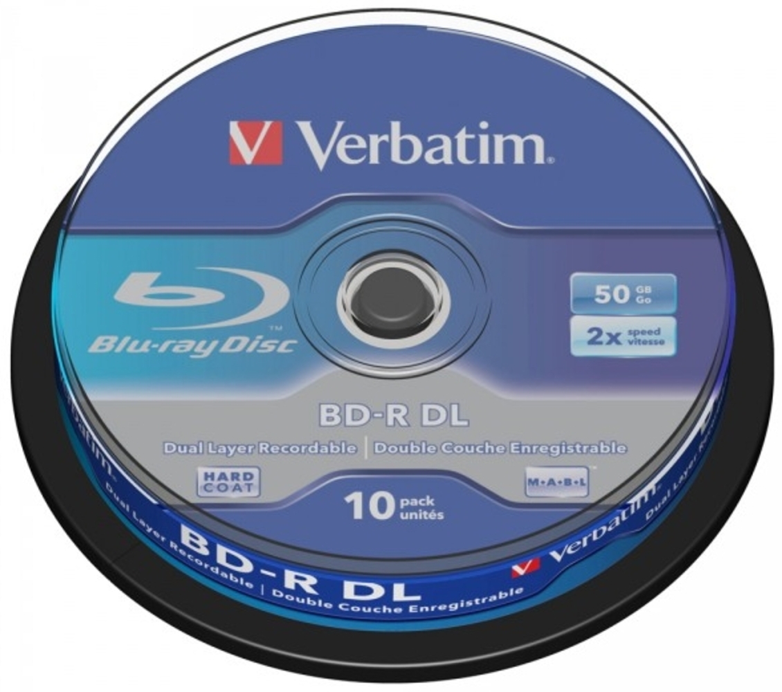 Bluray Verbatim 50GB 10pcs Spindel 6x White Blue Bild 1