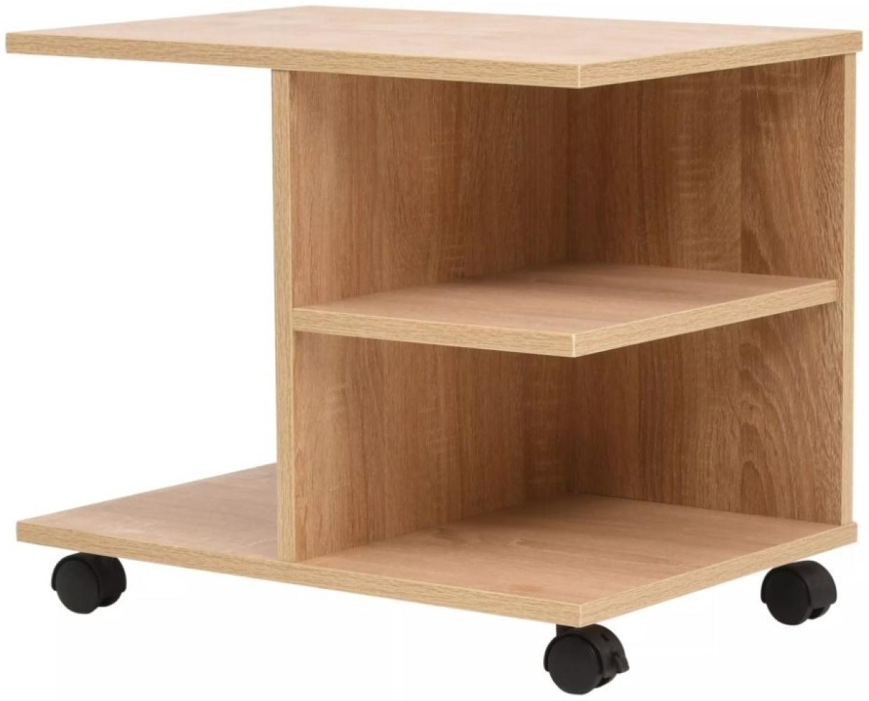 vidaXL Beistelltisch mit Rollen 50×35×42 cm Eichenbraun 245723 Bild 1