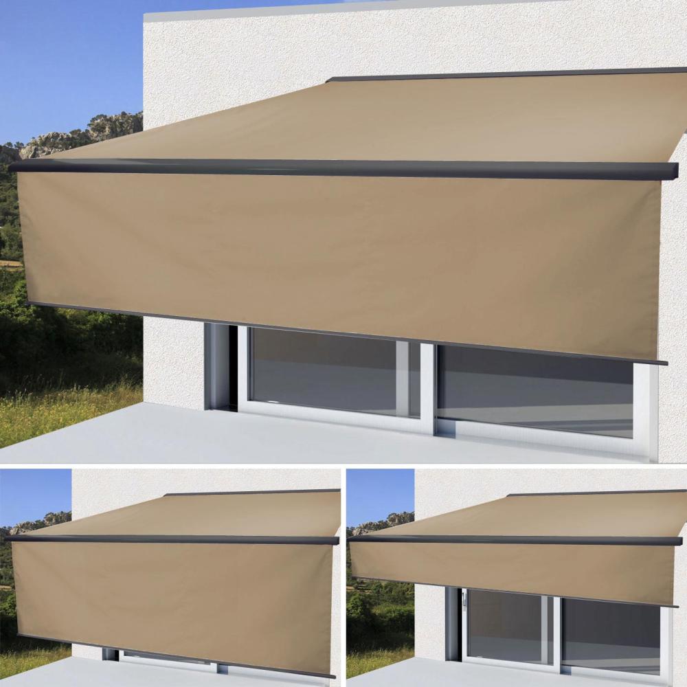 Elektrische Vollkassetten-Markise T124, 4,5x3m ausfahrbarer Volant ~ Polyester Creme, anthrazit Bild 1