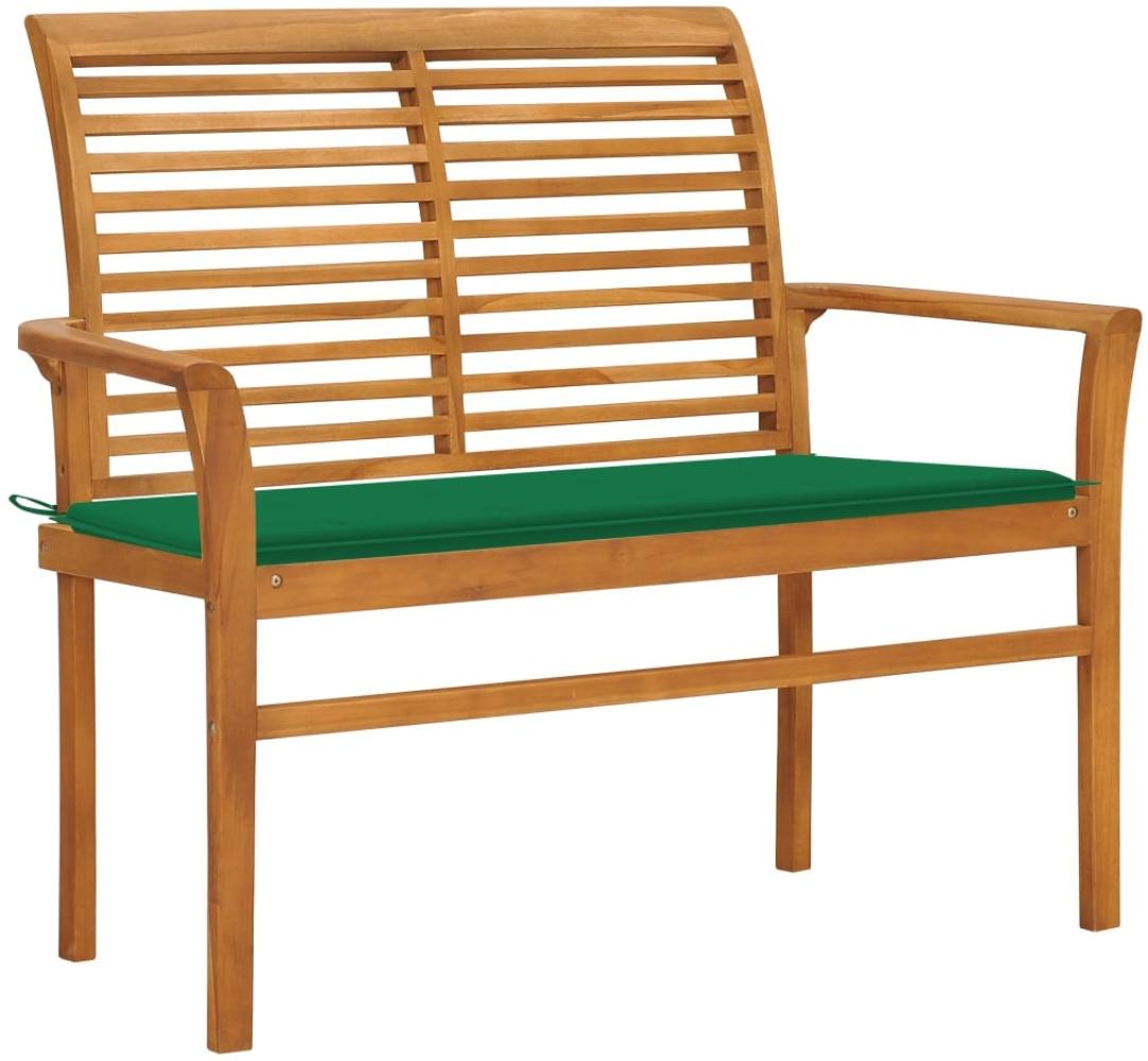 vidaXL Gartenbank mit Grüner Auflage 112 cm Massivholz Teak 3062654 Bild 1