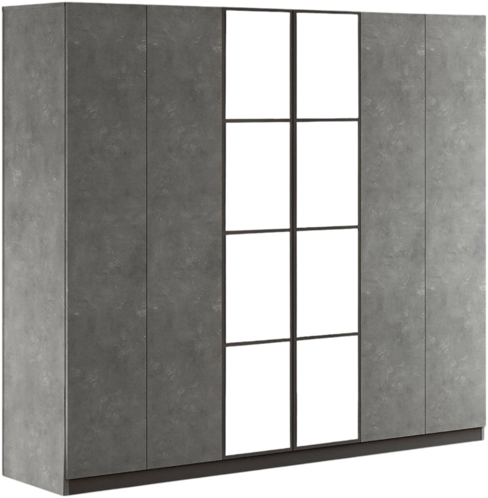 Dmora Großer Kleiderschrank Gaja, Schlafzimmermöbel, Schrank, Garderobe, 208x50 h184 cm, Anthrazit und Grau Bild 1