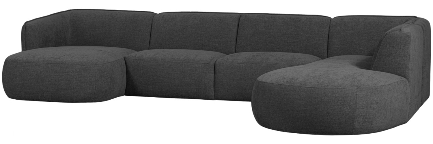 Sofa Polly U-Form aus Webstoff Rechts, Grau Bild 1