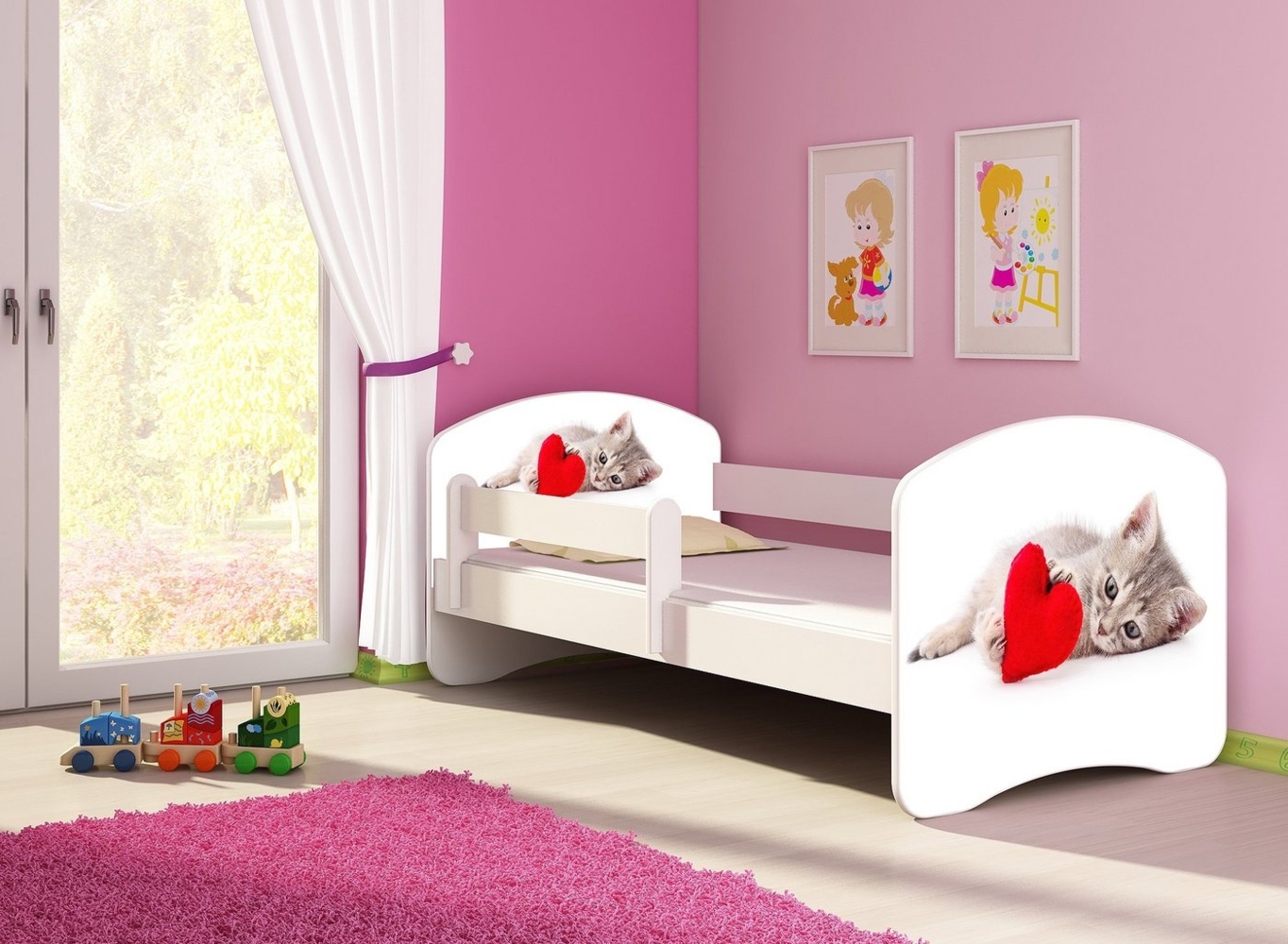 Clamaro Kinderbett (Kinderbett, Babybett 70x140, 80x160, 80x180cm Juniorbett, Kind, Motiv, Schublade CLAMARO) Bild 1