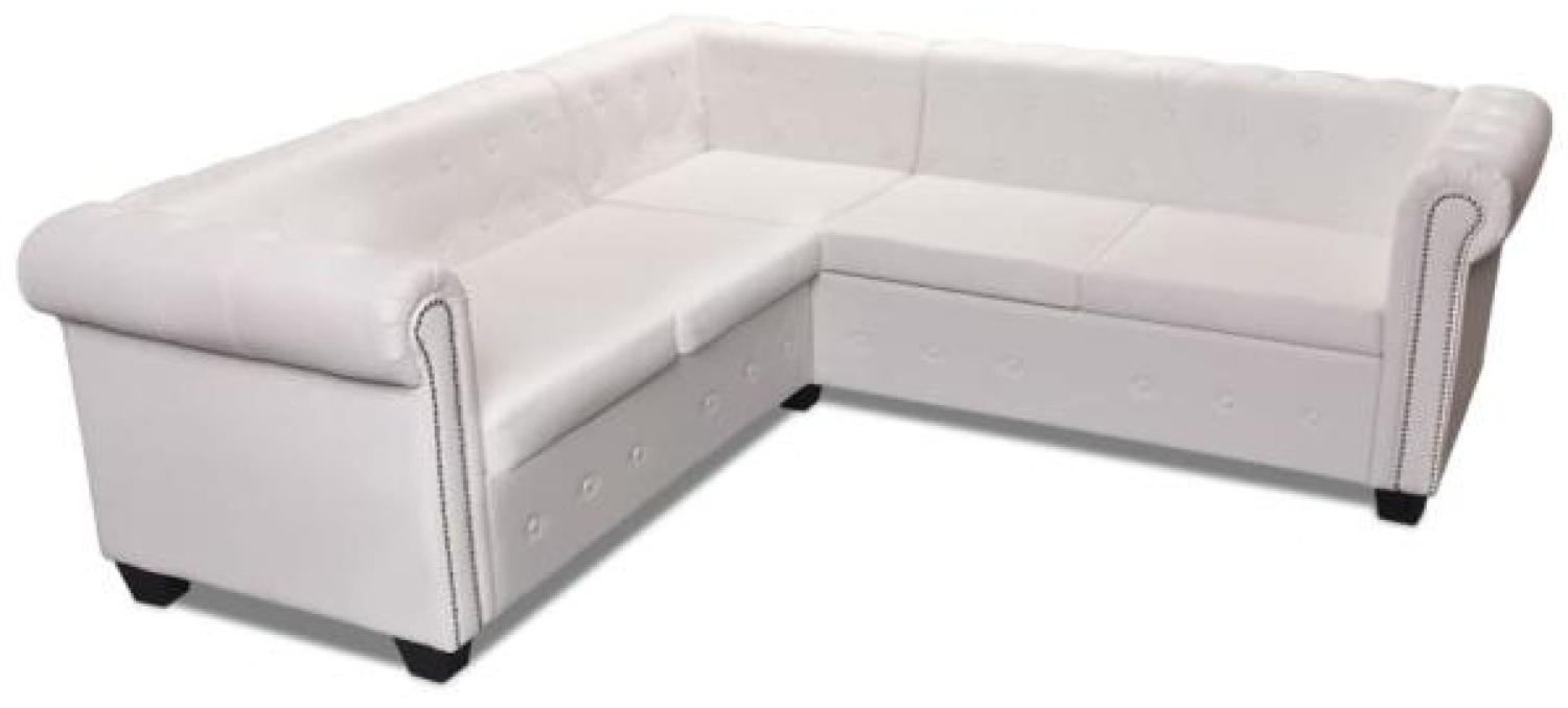 vidaXL Chesterfield-Ecksofa 5-Sitzer Kunstleder Weiß 243613 Bild 1