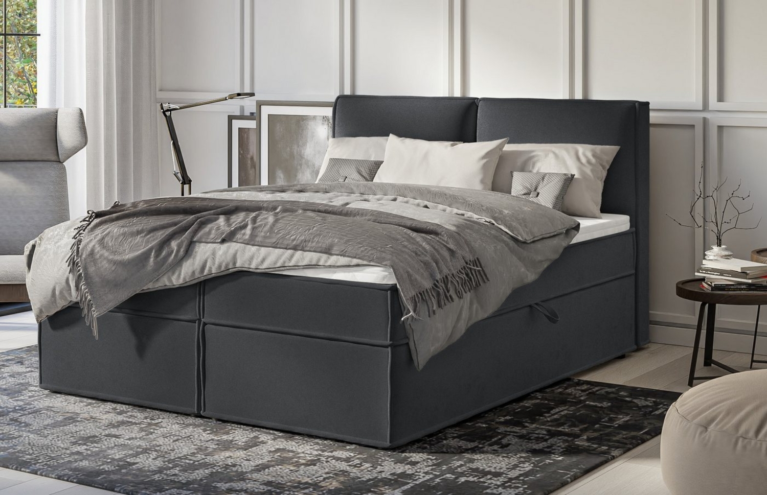 S-Style Möbel Boxspringbett Plaza mit Topper und Bettkästen aus Luxusmicrofaser, mit Topper und Bettkasten / zwei Bettkästen (je nach Bettgröße) Bild 1