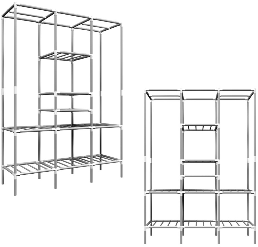 XL Kleiderschrank Metall Regal System Stange 128x44,5x178 cm Bild 1