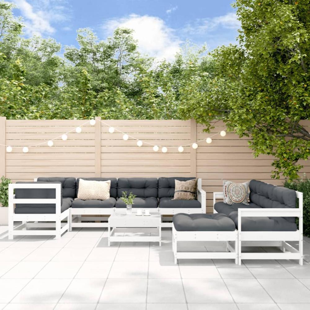 vidaXL 10-tlg. Garten-Lounge-Set Weiß Massivholz Kiefer 3186572 Bild 1