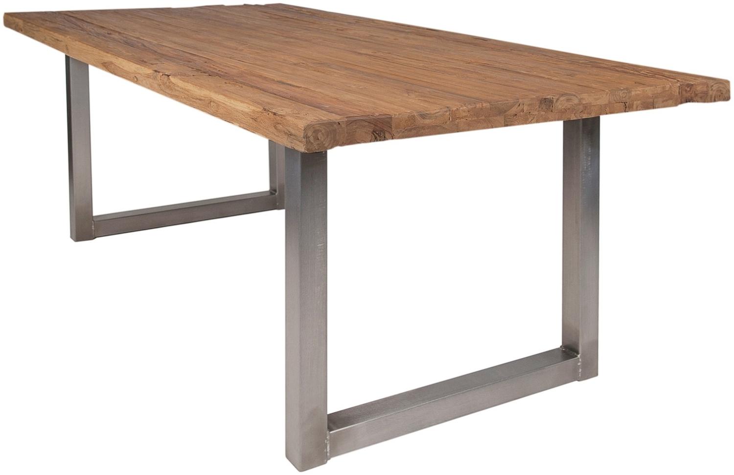 Sit Möbel Tables & Co Tisch 220x100 cm, recyceltes Teak natur L = 220 x B = 100 x H = 76 cm Platte natur, Gestell silber Bild 1