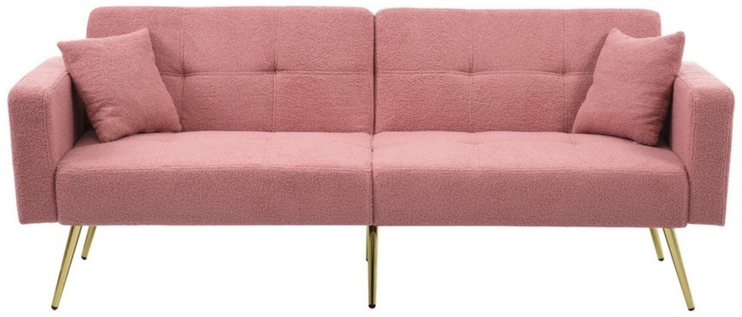 Gotagee Sofa mit Bettfunktion Schlafsofa mit Kissen goldenen Beinen Rosa Bild 1