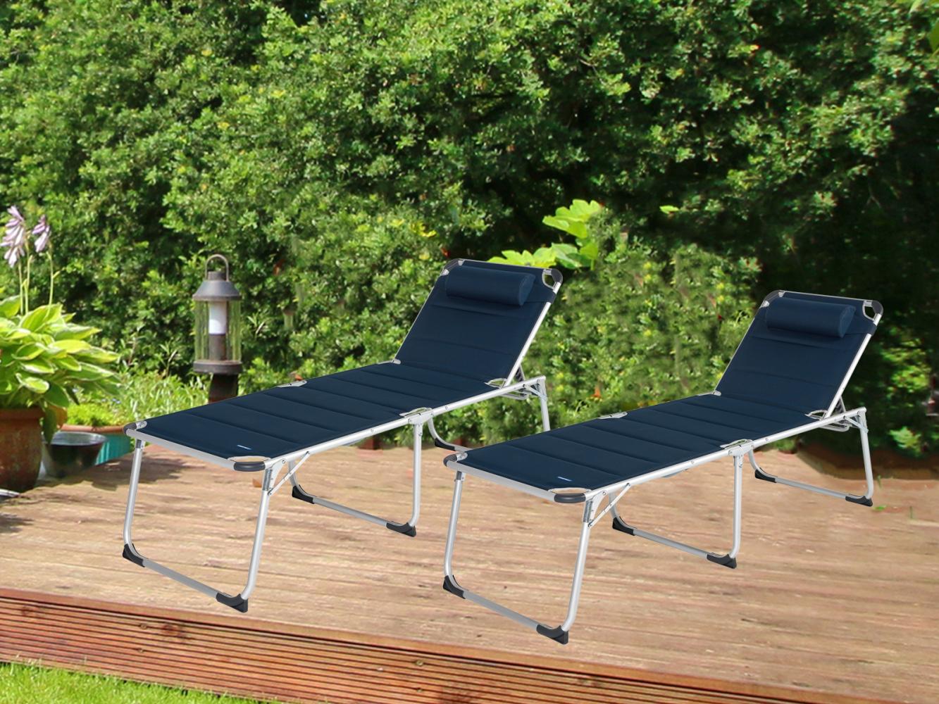 Gartenliegen 2er SET Navy Blau - Sonnenliegen 200 x 67 x 48 cm Bild 1