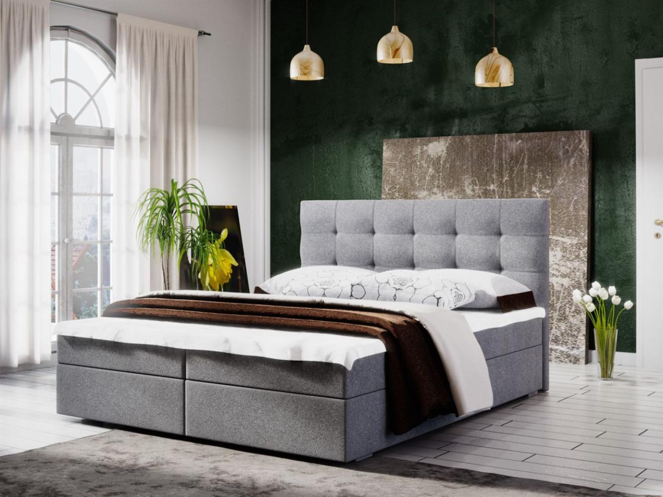 Boxspringbett KERLON 180x200 cm Grau inkl. Bettkasten Bild 1
