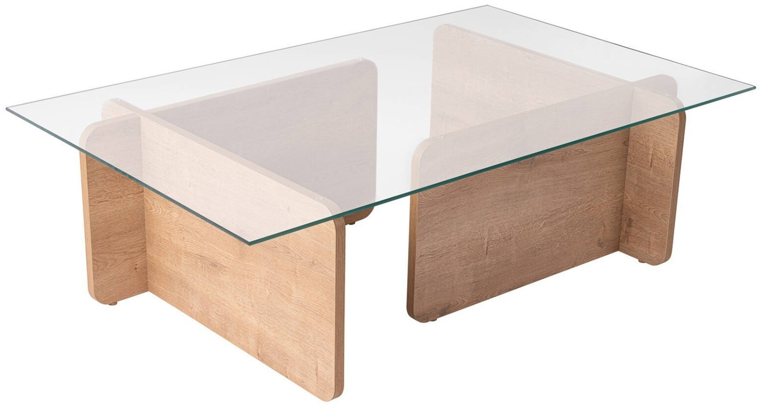 Dmora Wohnzimmertisch Kallias, Niedriger Wohnzimmertisch, Kaffeeregal, Couchtisch für Sofa, 105x65 h30 cm, Eiche Bild 1