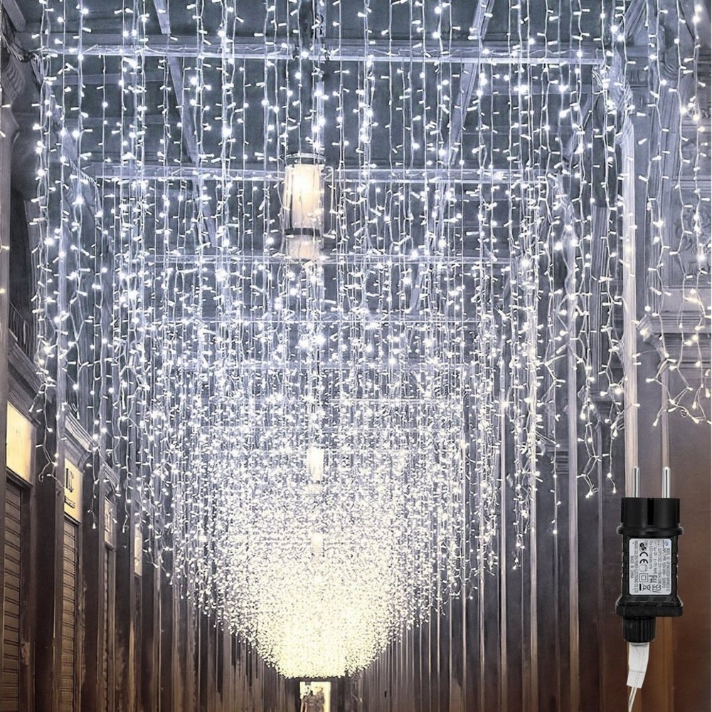 Clanmacy LED-Lichterkette 5-200m LED Eisregen Eiszapfen Lichterkette Deko Weihnachten Fenster, 8 verschiedene Modi Bild 1