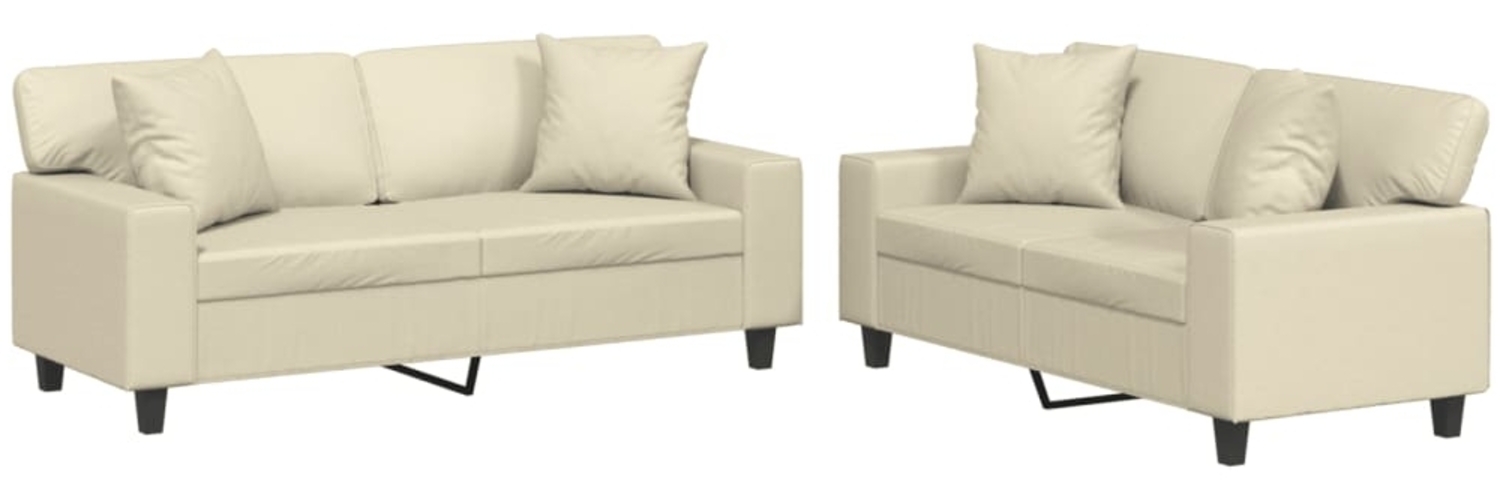 vidaXL 2-tlg. Sofagarnitur mit Kissen Creme Kunstleder 3201925 Bild 1
