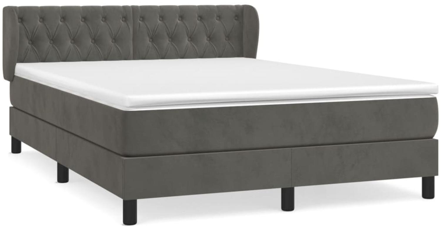 vidaXL Boxspringbett mit Matratze Dunkelgrau 140x200 cm Samt 3127674 Bild 1