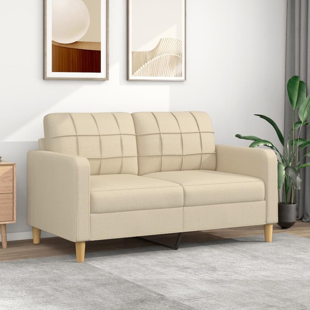 vidaXL 2-Sitzer-Sofa Creme 140 cm Stoff Bild 1