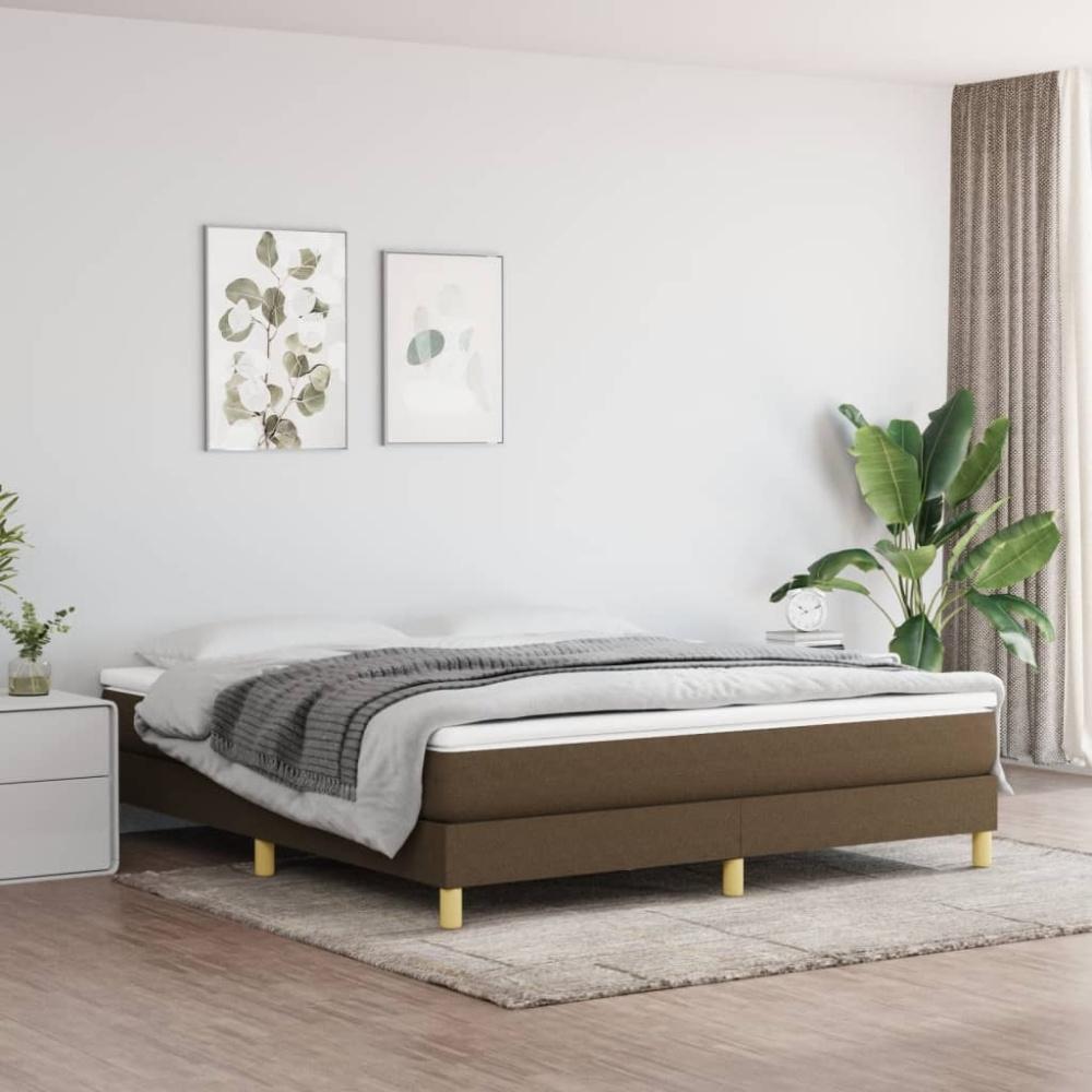 vidaXL Boxspringbett mit Matratze Dunkelbraun 180x200 cm Stoff 3144194 Bild 1