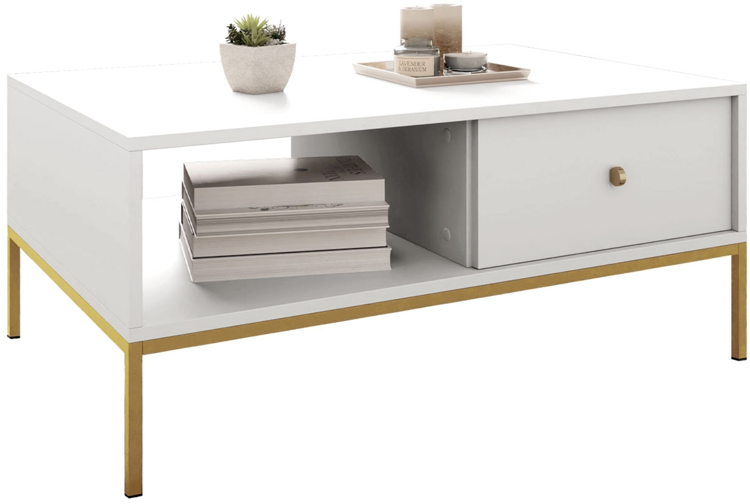 Couchtisch Mono Gold ML104 (Farbe: Weiß + Gold) Bild 1